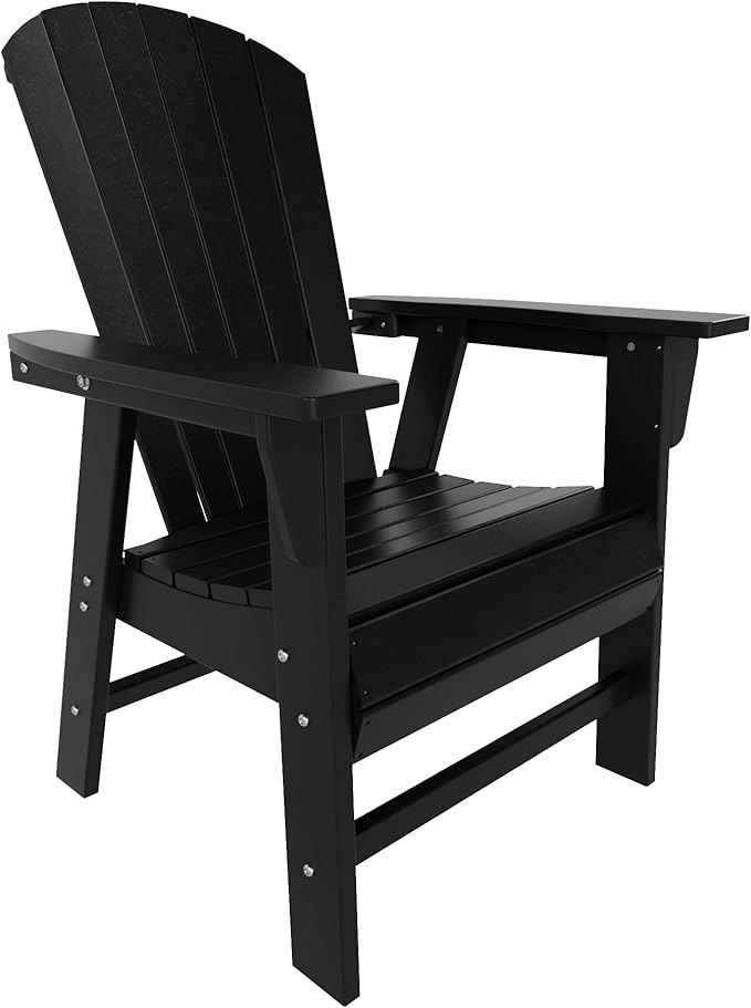 WestinTrends Dylan Dylan Outdoor Patio Shell-Back Adirondack Dining Chair Weather Resistant Black