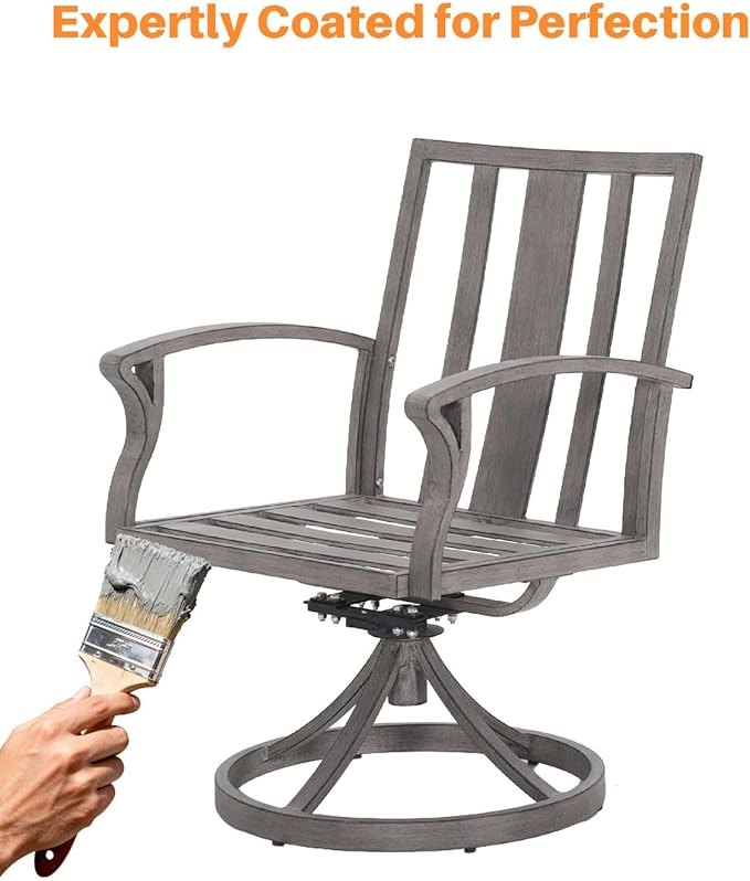 Swivel Patio Dining Chairs Set of 2, Aluminum Outdoor Swivel Rocking Dining Chairs with Cushions, Outdoor Dining Set Patio Furniture Set for Backyard, Deck, Garden, Pool, Limed Oak