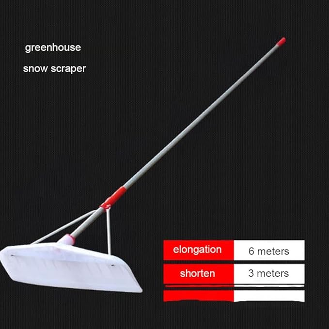 Long Reach Roof Snow Rake 20.5 ft, Adjustable Roof Snow Remover Tool, Aluminum Pole Sections, Three-Point Connection for Stability, 26" Wide Snow Rake