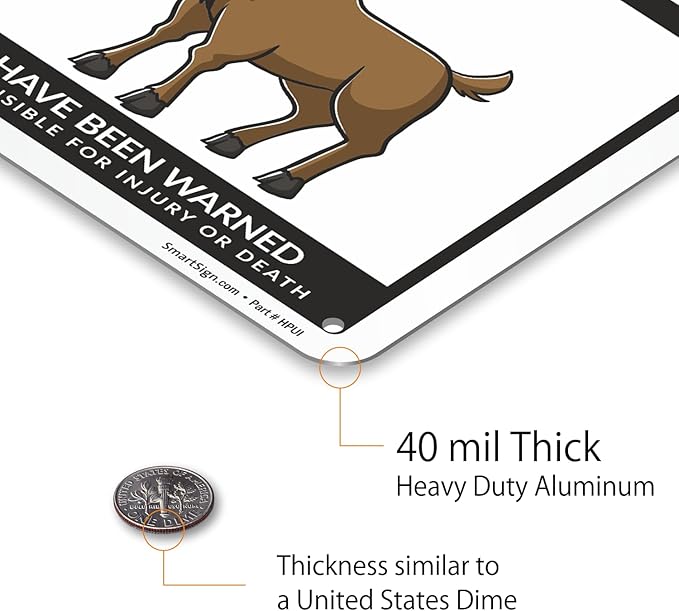 SmartSign Funny Beware Of Moose Warning Sign - 10"x7", 40 mil Laminated Rust-free Aluminum - Metal Signs for Wall Decor, Outdoors, Patio, Gifts, Cafe - Moose Theme, Made in USA