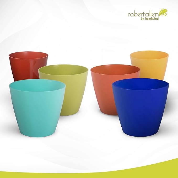 Headwind Charlevoix Planters– 12" 2 Pack Plastic Plant Pot in Brick Red, Indoor & Outdoor Pots for Plants with Drillable Drainage Hole, Decorative Plant Pot, Flower Pots Outdoor for Garden