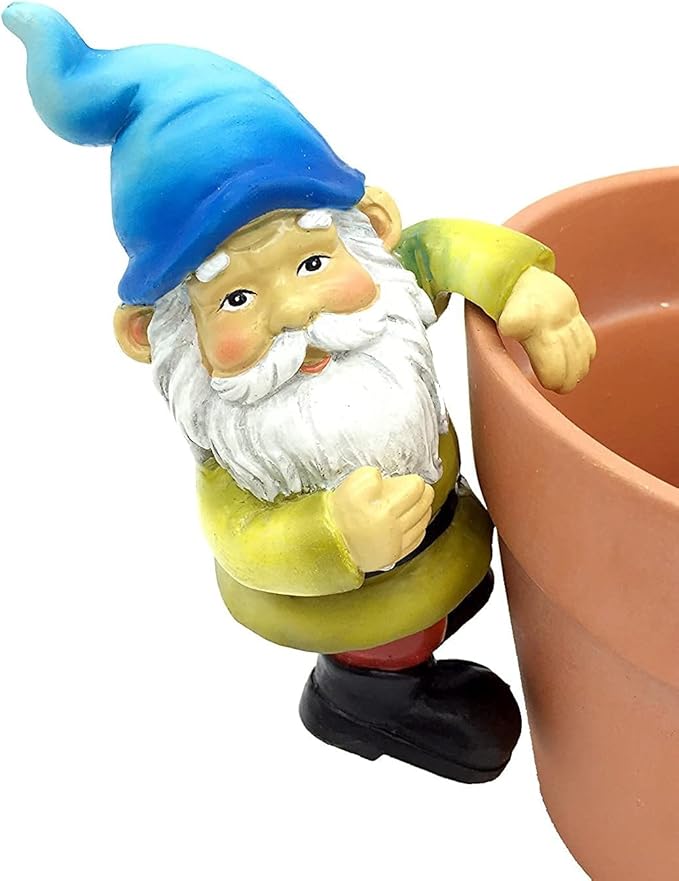 Garden Gnome Flower Pot and Vase Perchers Sitters Clingers Hangers -Set of 4
