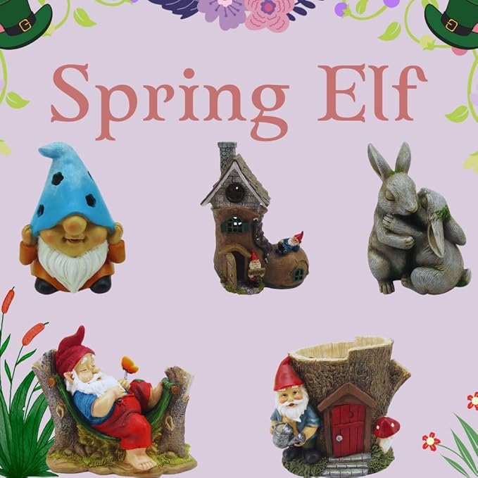 Comfy Hour Seed Soil and Yard Collection Resin Garden Gnome's House Flower Jar Dwarf Figurine, Planter