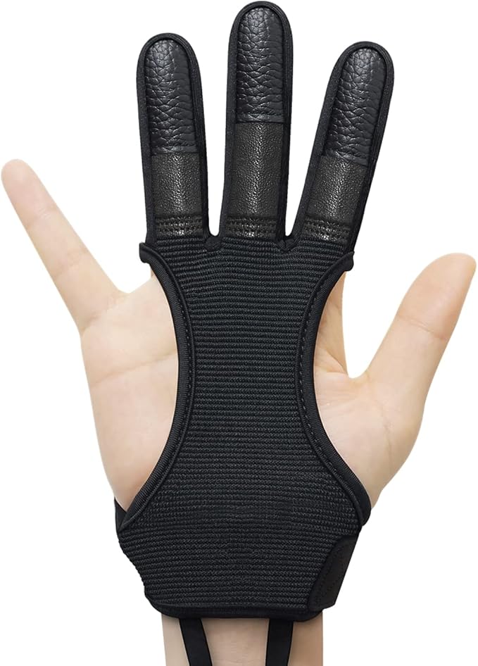 Seektop Archery Gloves Shooting Hunting Leather Three Finger Protector for Youth Adult Beginner