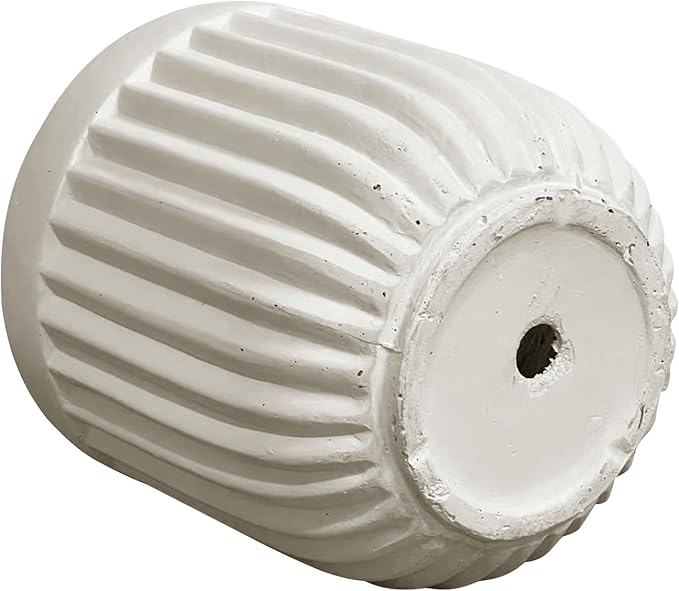 Round Planter with Vertical Ribs, 12 Inch Large Plant Pots with Drainage Hole, Modern Planters for Indoor Outdoor Plants, Home Decor, White