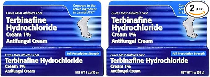 TARO Terbinafine Hydrochloride antifungal Cream 1% - Athletes Foot Cream Extra Strength, relieves itching & Burning, Cures Most Athlete's Foot, Jock Itch & Ringworm