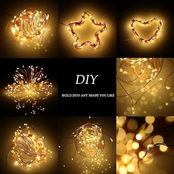 Sanniu Led String Lights, Mini Battery Powered Copper Wire Starry Fairy Lights, Battery Operated Lights for Bedroom, Christmas, Parties, Wedding, Centerpiece, Decoration (5m/16ft Warm White)