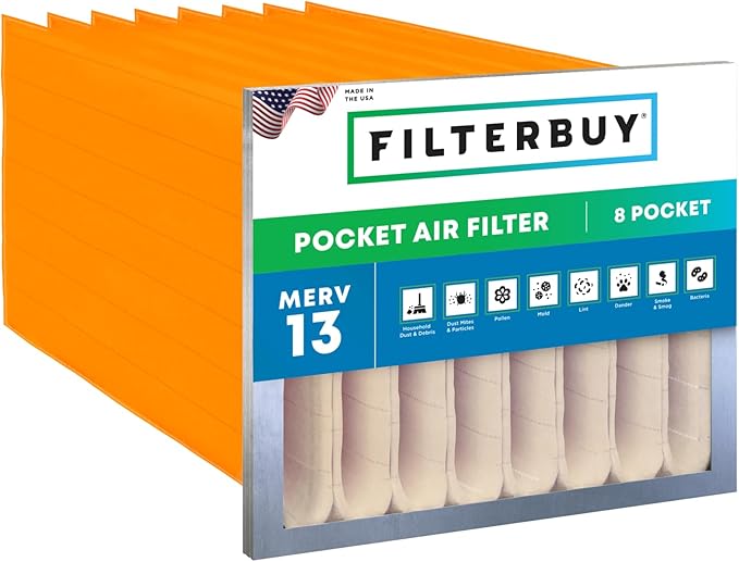 Filterbuy 12x24x12 Air Filter No Header (3-Pack), Rigid Cell Box Filters HVAC (Actual Size: 11.38 x 23.38 x 11.38)