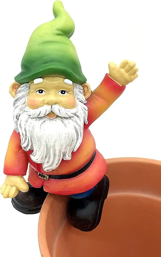 Garden Gnome Flower Pot and Vase Perchers Sitters Clingers Hangers -Set of 4