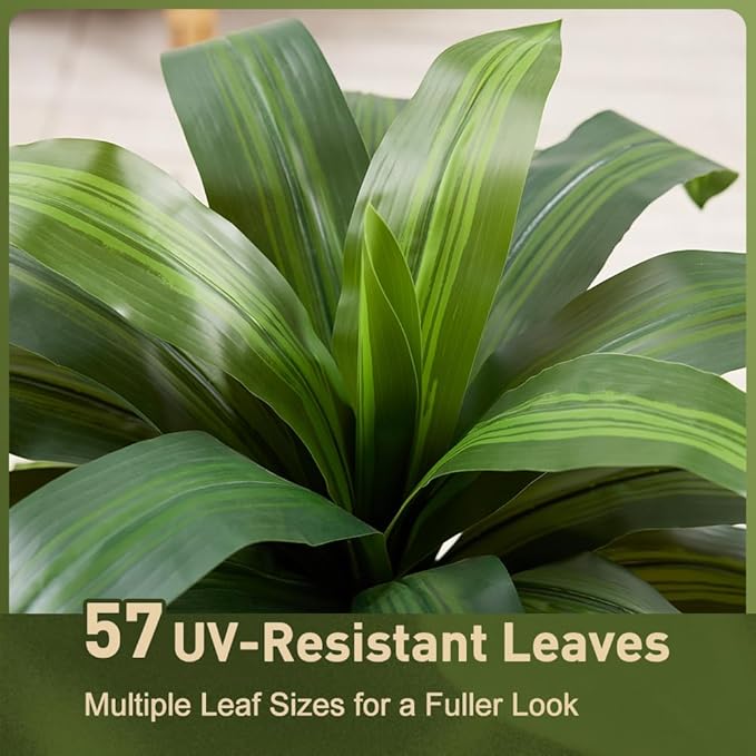 VeriNatural Artificial Dracaena Tree 5FT - Fake Tree with Black Taper Planter & Pebbles - UV Resistant Faux Yucca Tropical Plant - Artificial Trees for Home Office Living Room Decor Indoor Outdoor