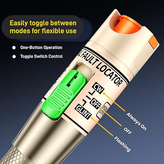 Visual Fault Locator,30-50KM Fiber Optic Cable Tester Meter VFL Red Light Pen Light Source Testers
