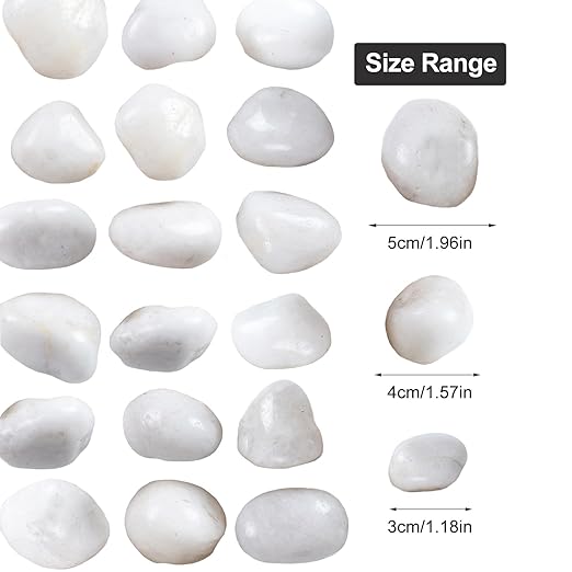 Lechloris 20Ib White River Rocks for Landscaping- High Polished Pebbles for Plants-Garden Decorative Stones-1-2 Large Plant Rocks,Ideal for Aquarium, Home Decor