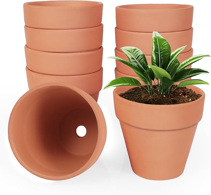 YESIACE 24 Pack 4 Inches Terracotta Plant Pots, Terra Cotta Planter with Drainage Holes, Perfect for Planting, Painting, Weddings and Parties