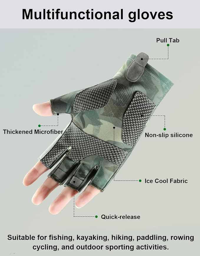Fishing Gloves - Men & Women's UV Protection Sailing, Kayak, Paddling & Rowing Gloves