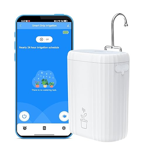 WiFi Drip Irrigation System: Automatic Watering System for Potted Plants, Smart Drip Irrigation Kits with Water Timer & App Water-Shortage Alarm, Support 10 Pots, Water Irrigation System for Garden