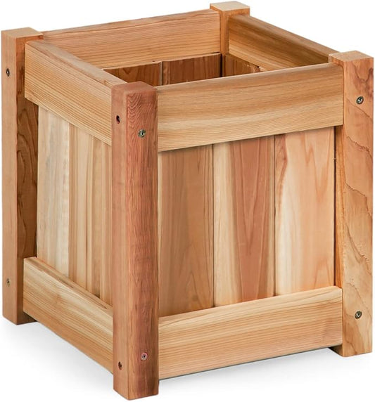 All Things Cedar Box Planter (12 x 12 x13-in) for Growing Flowers, Plants, and Herbs; Ideal for Patio, Porch, Garden, Balcony, Deck, or Other Outdoors Locations; 100% Natural Redwood Cedar