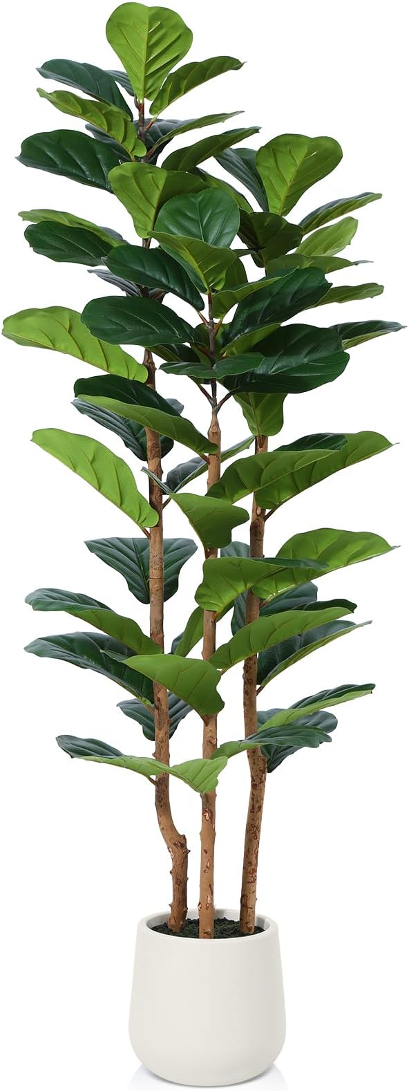 OAKRED Artificial Fiddle Leaf Fig Tree with White Planter,5ft Tall Fake Tree with Natural Wood Trunk for Home Decor, Faux Ficus Tree Fake Moss for Indoor Office Living Room