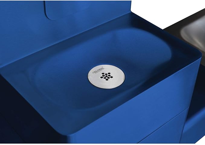Global Industrial Outdoor Bottle Filling Station & Bi-Level Drinking Fountain, Blue Powder Coat