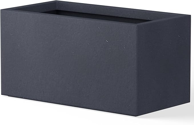 Kante 23.2" L Long Rectangular Concrete Planter, Large Outdoor Indoor Garden Pots with Drainage Hole and Rubber Plug, Charcoal