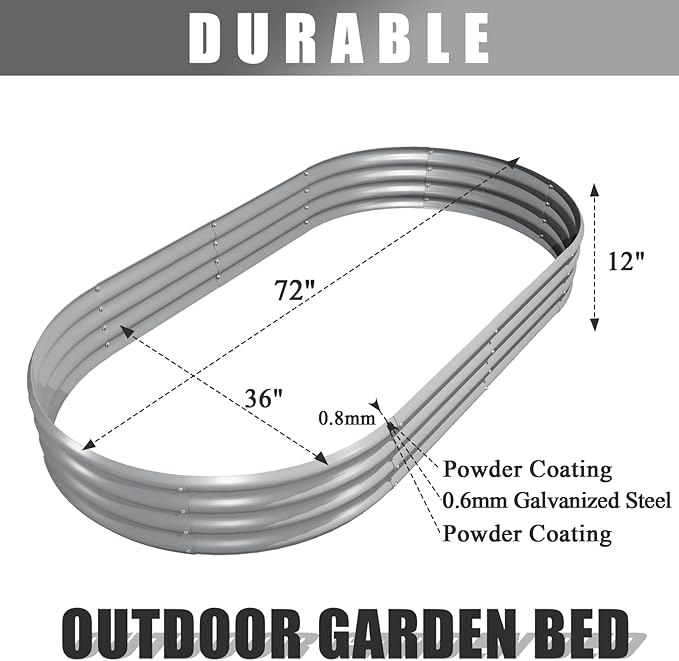 4 Pack 6x3x1FT Galvanized Raised Garden Bed Large Metal Planter Box Kit Elevated Raised Garden Planters for Outdoor Plants, Gray