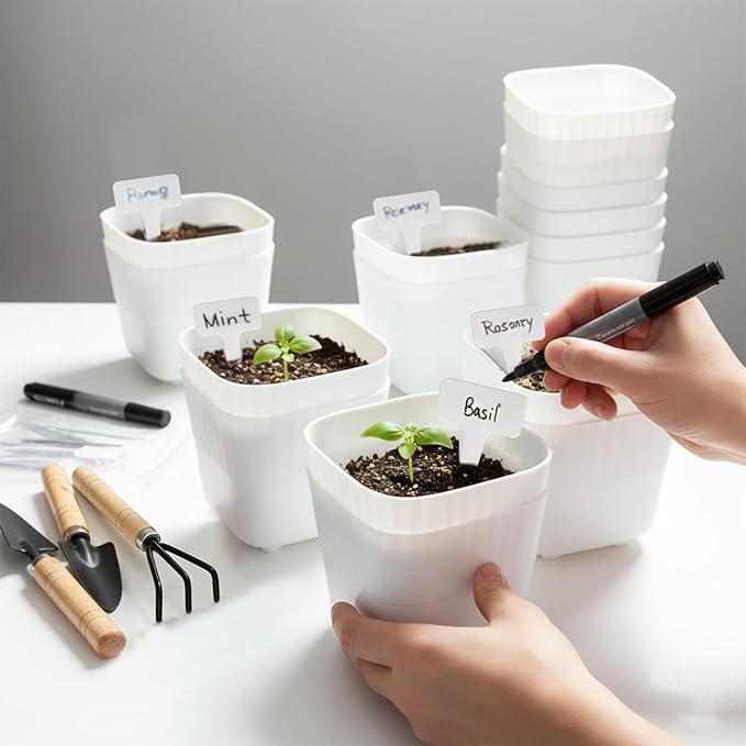 Soliseed Indoor Herb Garden Kit, Window HerbPots, Gardening Tools for Beginners, Kitchen Windowsill Planter, DIY Grow Gift for Home Outdoor Plants- Herb Pots with Drainage Holes