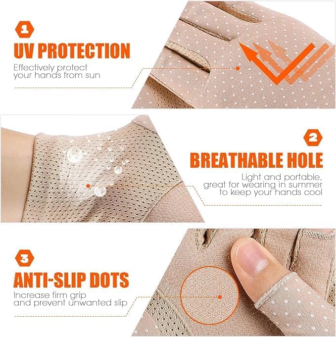 INOGIH Women Sunblock-Fingerless Gloves UV-Sun-Protection Driving Non-Slip Outdoor Gloves for Women Girls