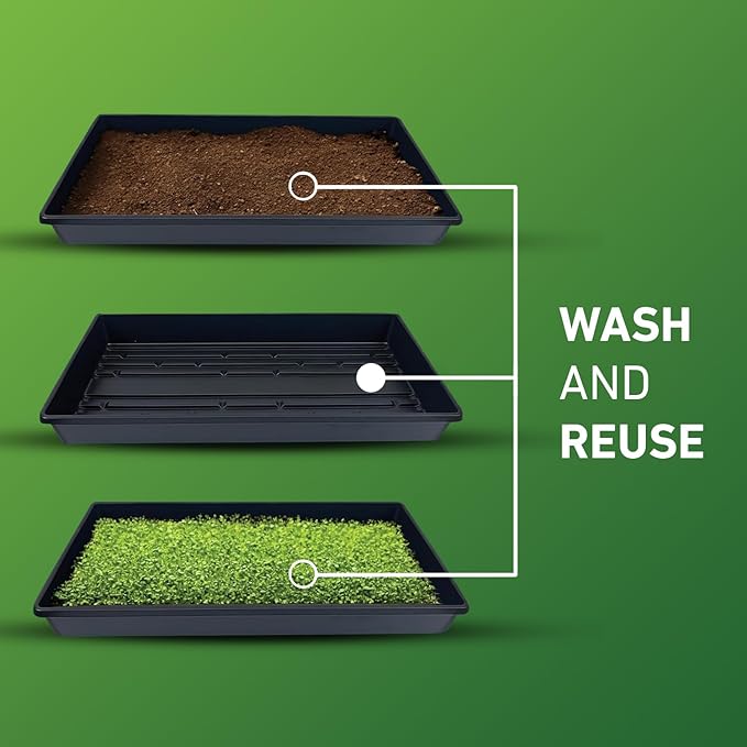 Yield Lab 10x20 Inch Black Plastic 10 Pack Plant Propagation Tray – Growing Trays for Garden, Planting, Seedling, Soil & Hydroponic Horticulture - Microgreen Trays Grow Plants - No Drain Holes