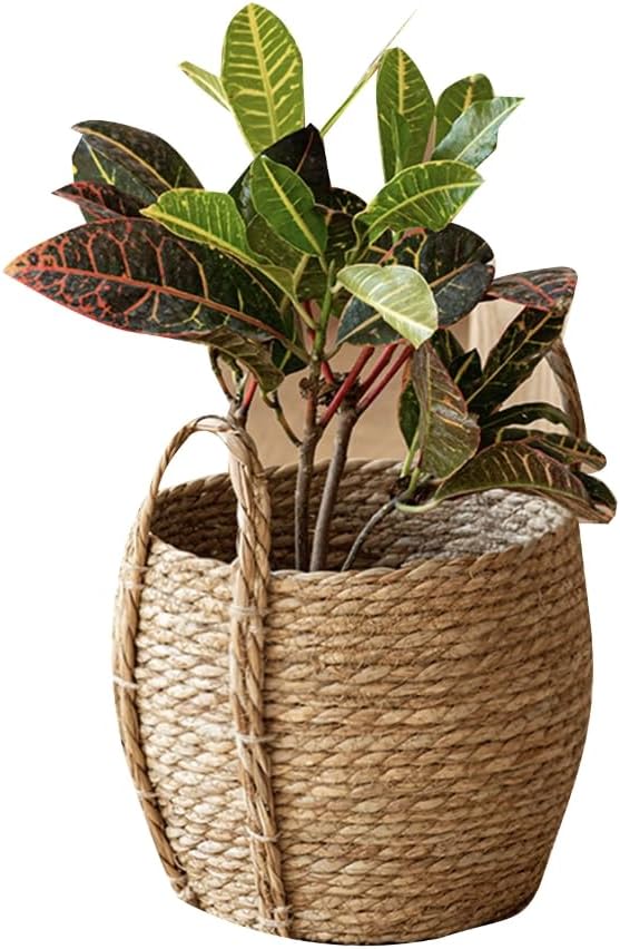 Wicker Planter Basket, Basket Planters for Indoor Plants, Rattan Grass Woven Flower Baskets, Planter Pot for Living Room,Floor Standing Storage,Balcony Garden Decoration (Medium)