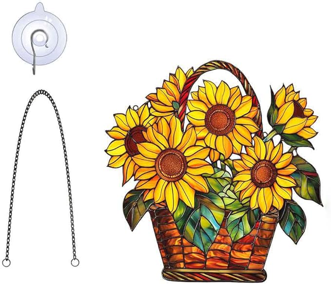 Acrylic Hanging Sunflower for Window Doors Home Decoration，Sun Catchers for Windows Hanging，Valentine's Day Mother's Day Birthday Gifts (TYU730)