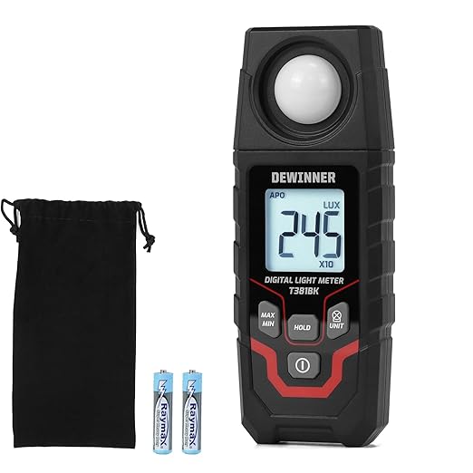 DEWINNER Digital Illuminance Light Meter – 0-200,000 Lux Light Tester for Plants, LED Grow Lights, Car Headlights – Candles Meter, 8X/s Sampling, 120° Angle, Backlit Display (Battery Included)