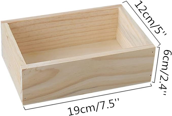 7.5" × 5" × 2.4" Wood Succulent Planter Plant Container Box Window Boxes Rectangular Flower Bed Pot Storage Box for Indoor Outdoor Home Venue Decor