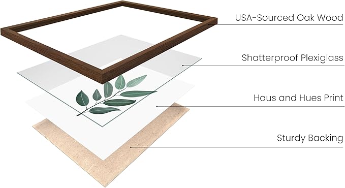 HAUS AND HUES Plant Wall Art - Botanical Prints Wall Art, Green Wall Art Collection Set Plant Pictures Wall Art, Leaves Paintings Minimalist Sage Green Wall Decor (11x14, Framed Walnut)