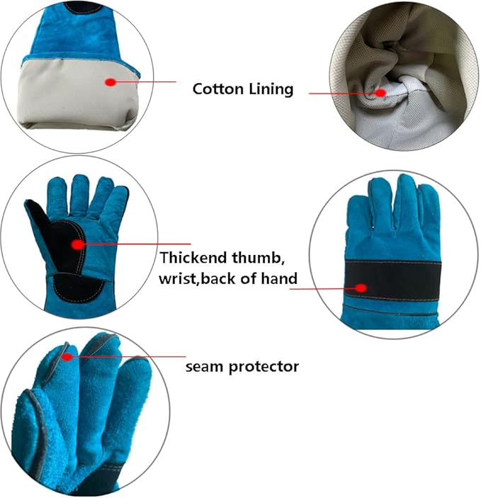 Animal Handing Gloves Bite Proof 23.7 Inch Kevlar Reinforced Multipurpose Pet Leather Glove Padding Dog,Cat Scratch,Bird Handling Falcon Gloves Grabbing,Reptile Squirrel Snake Bite