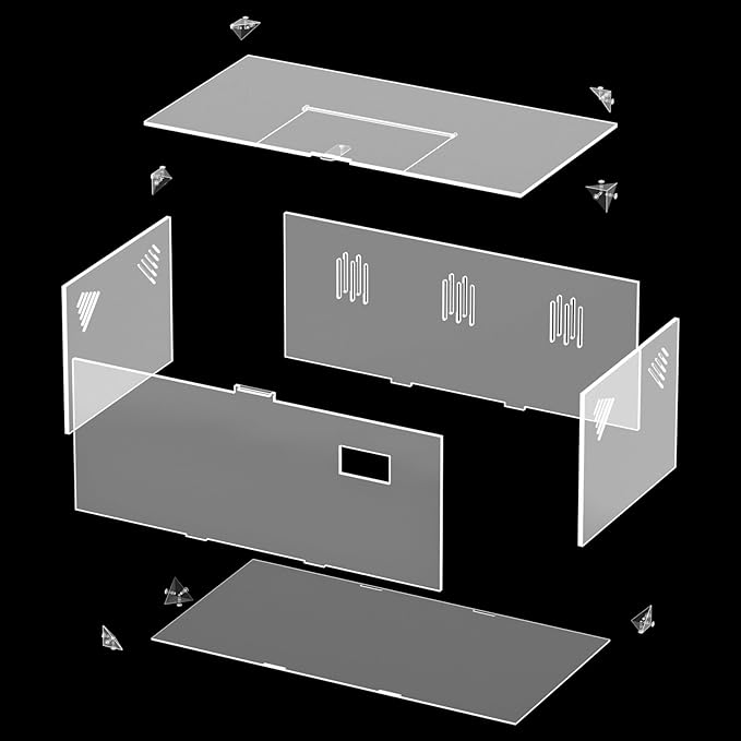 Giznzg Acrylic Tarantula Enclosure, Reptile Terrarium Breeding Tank w/Temperature Hygrometer,Habitat Reptiles Feeding Box Isopod Terrarium Cage for Insect Lizard Home Office (Reptile-Tank-L(No Tray))