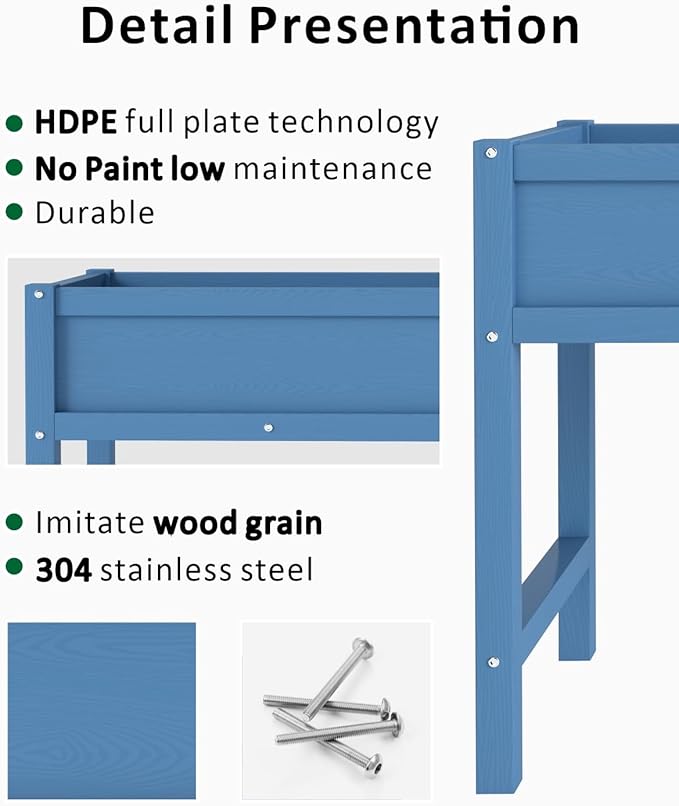 Raised Garden Beds Outdoor with Legs,Outdoor Planter Box，Non-Cracking,Rust Resistantand Rot-Resistant for Vegetable Garden for Backyard, Patio, Balcony Outdoors/Indoors, Navy