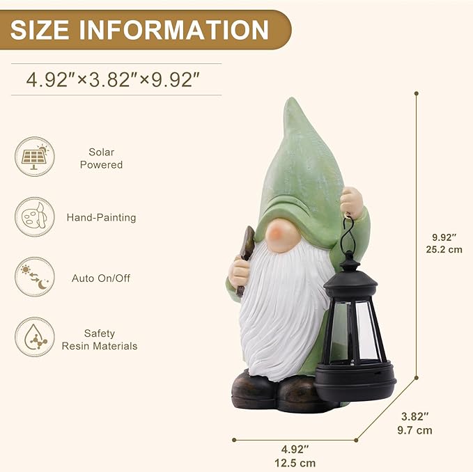 Gnome Garden Decor Statue Solar Decorations for Yard Lawn Outside with Lantern Outdoor Decorations for Balcnoy