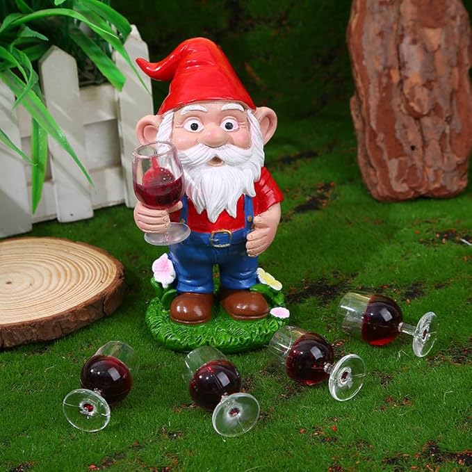 Garden Gnome Statue, 12 inch Outdoor Lawn Decoration, Weather Resistant Resin, Freestanding