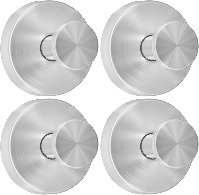 Suction Cup Hooks for Shower Heavy Duty Wreath Hangers for Front Door Waterproof Shower Hooks for Inside, No Drill Adhesive Towel Hooks for Bathroom, Kitchen, Glass Doors, Windows (4, Brushed Nickel)