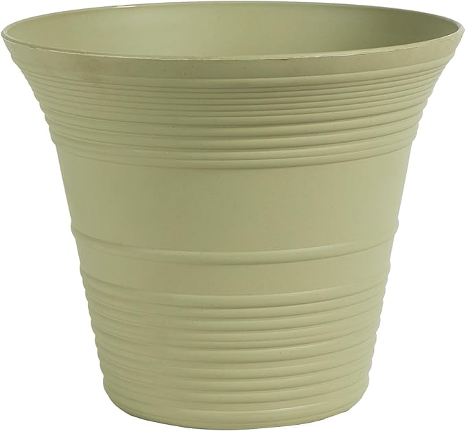The HC Companies Sedona Round Self-Watering Pot - Lightweight Self Care Planter - Plastic Planter for Herbs & More - Durable Plant Pots for Indoor Plants & Outdoor Plants (14" Seafoam, Pack of 1)