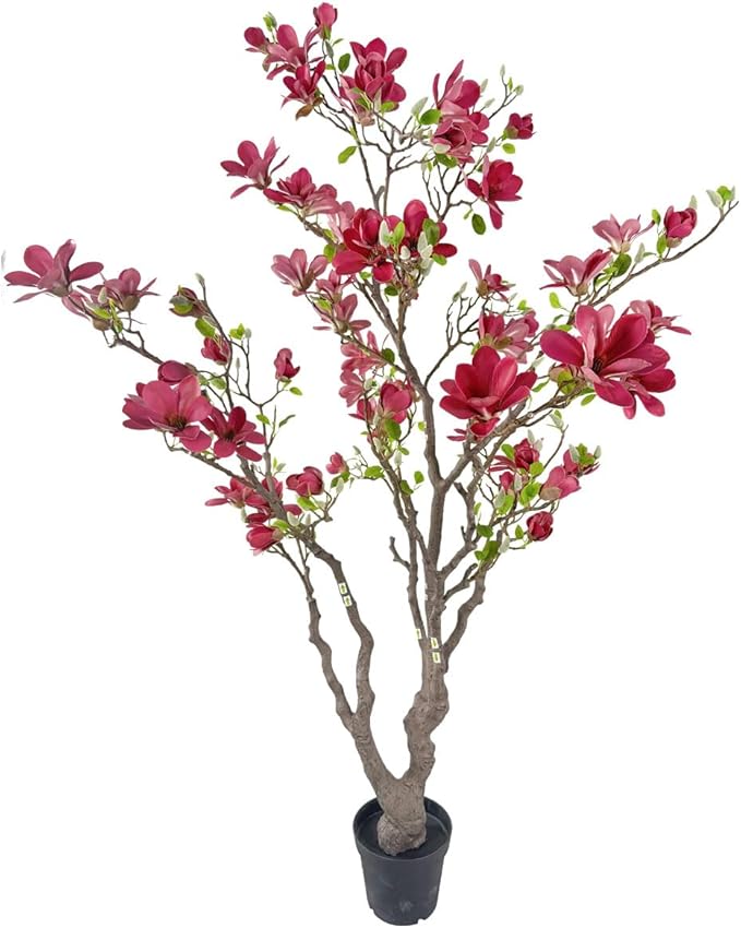 7ft Red Artificial Magnolia Tree - Lifelike Faux Tree for Indoor/Outdoor Decor - Perfect for Home, Porch, or Office (1, Red, 7ft)