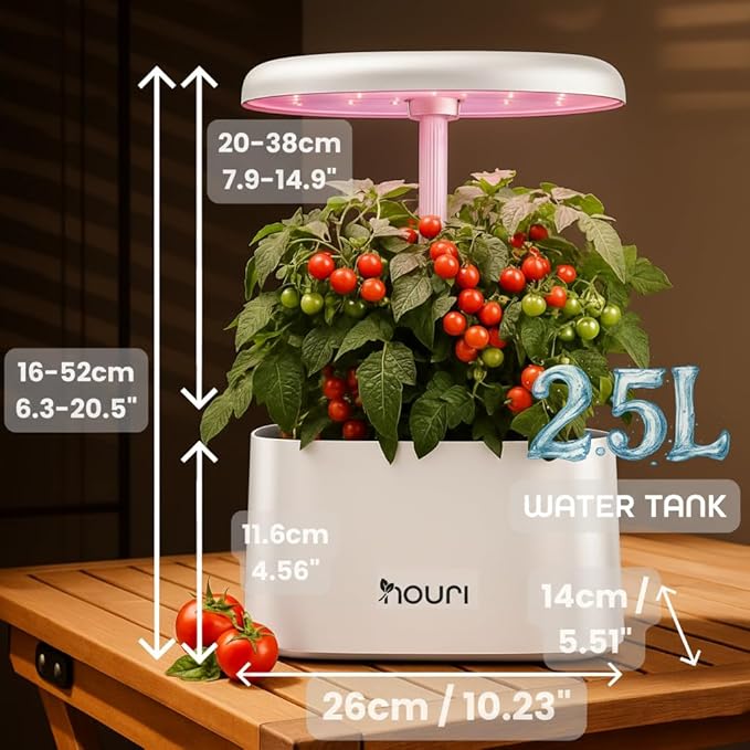 Nouri 5 pod APP Smart Garden for Home Cooks | w/Heirloom Tomato | Hydroponics Growing System | LED Grow Lights | Indoor Herb Garden Kit | Herb Growing Kit Indoors for Plant Lovers, Gardeners, Kitchen