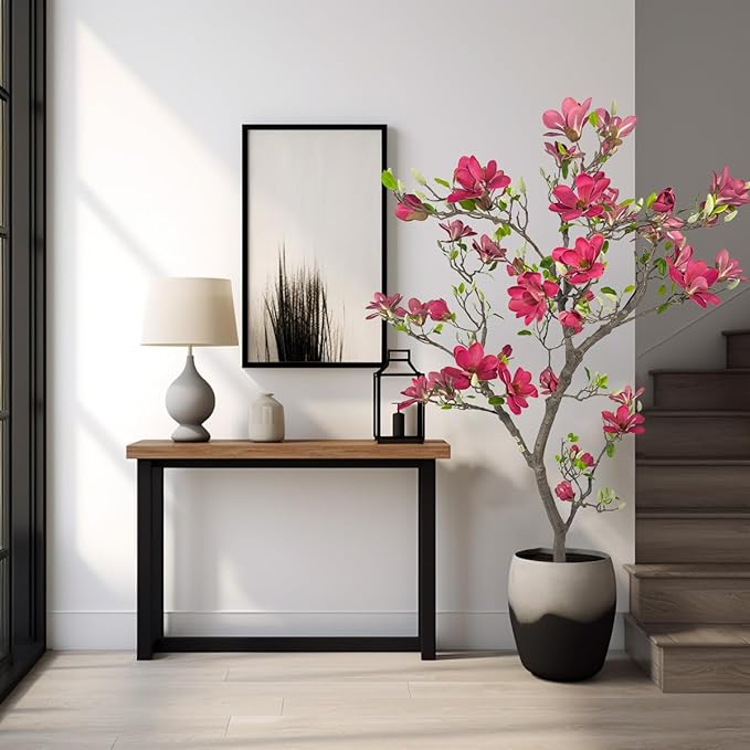 Alonfale 6ft Red Artificial Magnolia Tree - Lifelike Faux Tree for Indoor/Outdoor Decor - Perfect for Home, Porch, or Office (1, Red, 6ft)