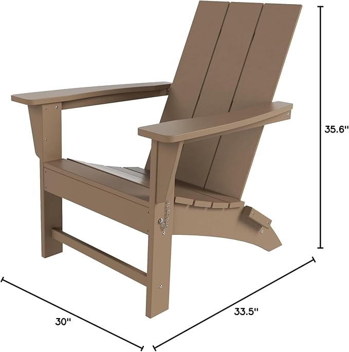 WestinTrends Ashore Modern Outdoor Folding Adirondack Chair, Weathered Wood