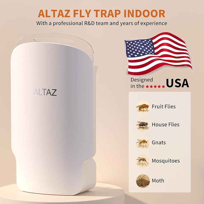 Fly Trap Indoor Plug in – Electric Bug Zapper with Six Light - Silent, Pet Safe & Mess-Free Flying Insect Traps - Gnat Catcher & Fruit Fly Killer for House Home Kitchen Bedroom (1 Device + 1 Refill)