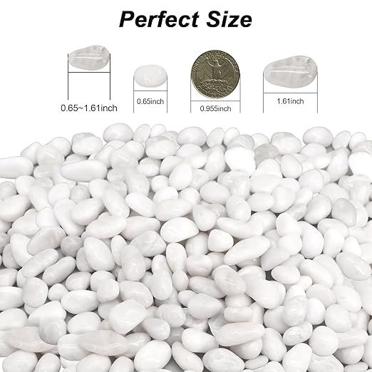 Fish Tank Rocks,Landscaping Pebbles,Decorative Ornamental Pebbles Garden,Landscaping Stones Gravel Filler for Home Decoration Flower Bed Fish Tank Plants Vases Succulents (5 Pounds, White)