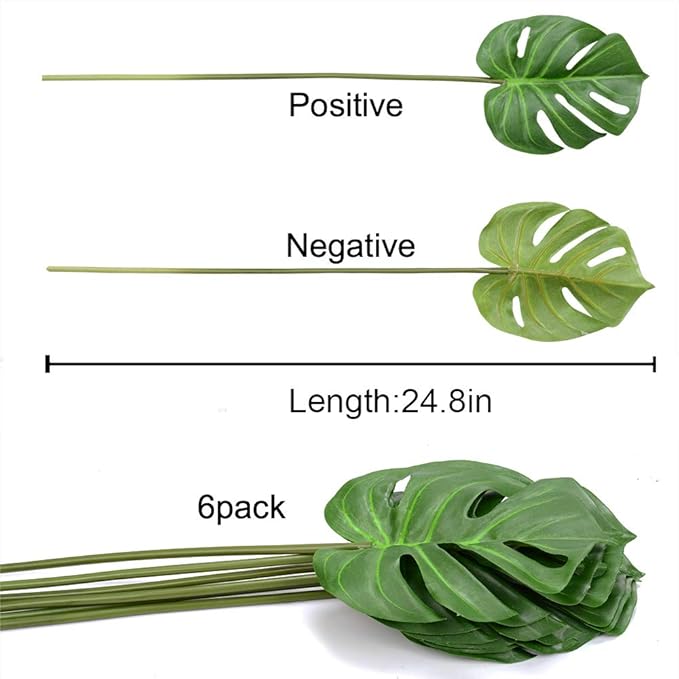 DVGUN 6 Pack Artificial Palm Plants Leaves Faux Turtle Leaf Fake Tropical Large Palm Tree Leaves Imitation Leaf Artificial Plants for Home Kitchen Party Flowers Arrangement Wedding Decorations