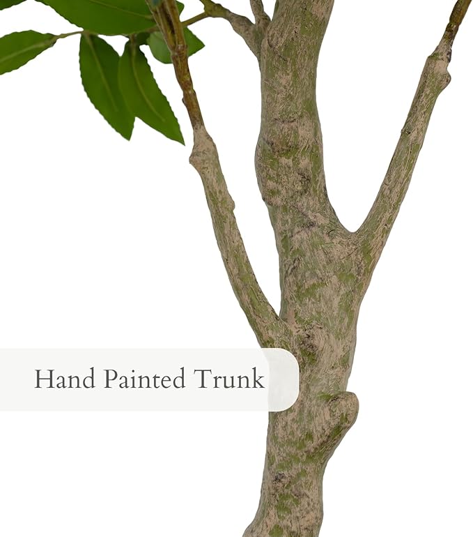 CG Hunter Faux Laurel Tree, Premium Artificial Indoor Tree Stands 7-ft Tall, Lifelike-Leaves & Hand Painted Trunk, Planter Pot Included