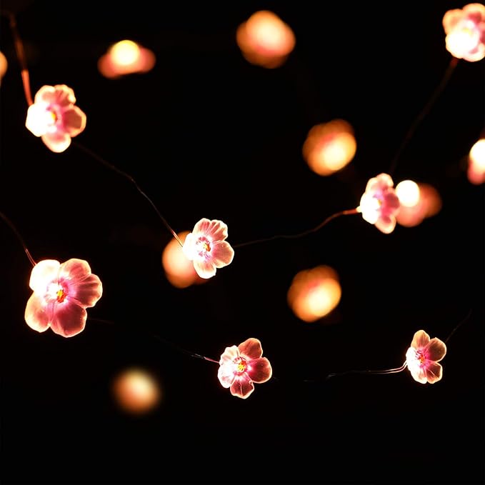 Mudder 2 Pieces Cherry Blossom Lights LED Flower String Light Blossom Decor Battery Wire Fairy LED Garland for Birthday Wedding Bedroom Party Decoration(9.84 ft,Cherry)