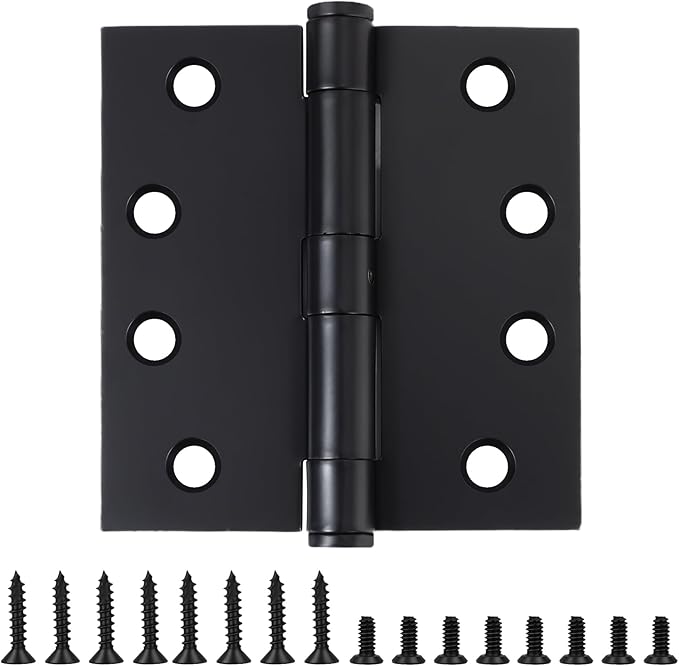 3 Pack 4.5 x 4 Inch Heavy Duty Hinges Black Square Corner Commercial Door Hinges 4-1/2 x 4 Industrial Grade Hinge Full Mortise Interior/Exterior Hinge for Doors Residential Office Cafe Garage