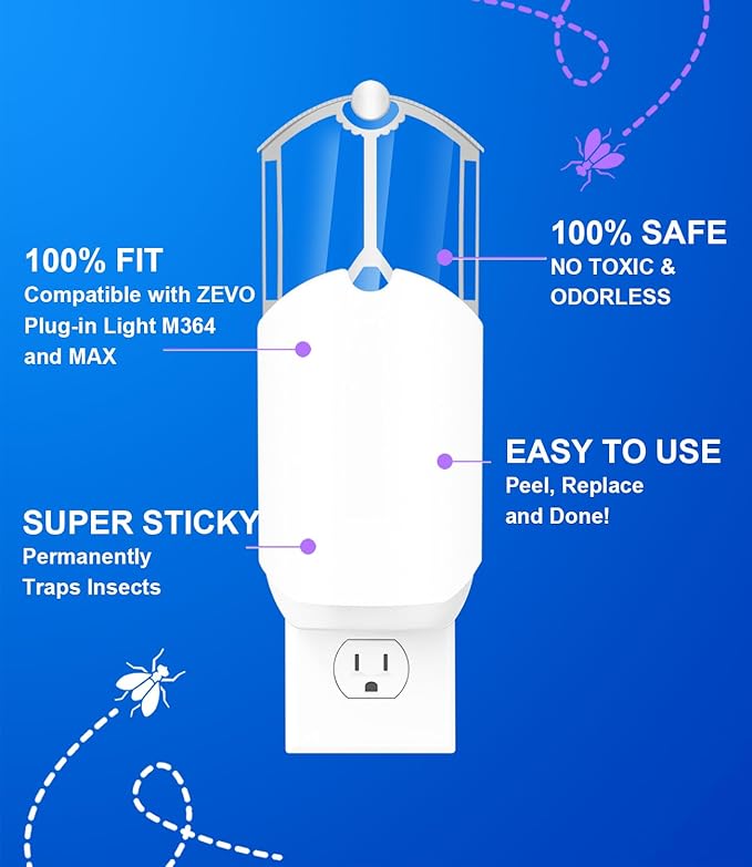 24 Pack Refill Cartridge Kit Compatible with Plug-in Light M364 and Max, Flying Insect Refills Replacement 100% Fit Insects Replacement Kit for Indoor Light Trap